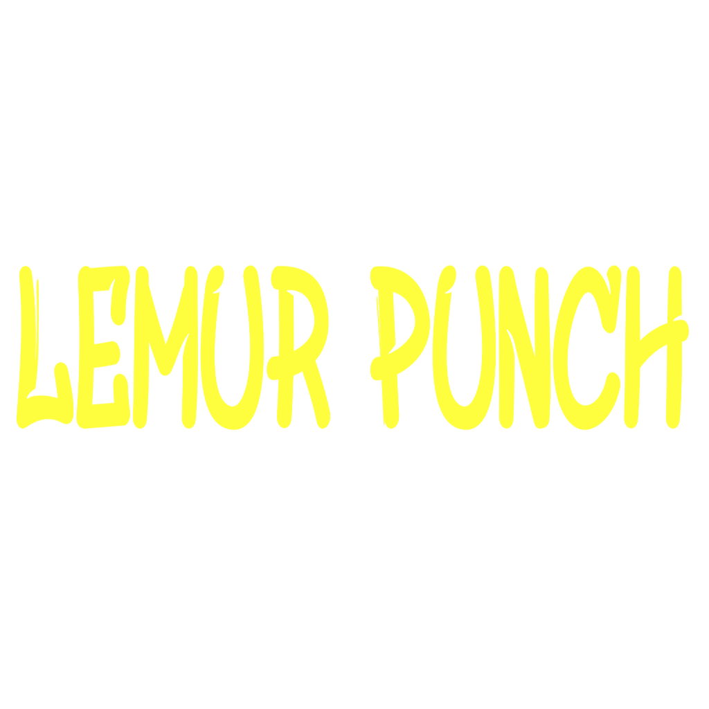 Bright yellow text on black background that reads "Lemur Punch"