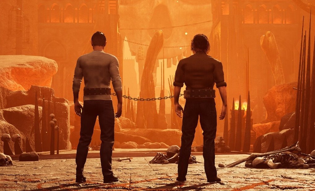 Screenshot from Chained Together, a co-op platformer featured in the 5 Games Under $5 post.