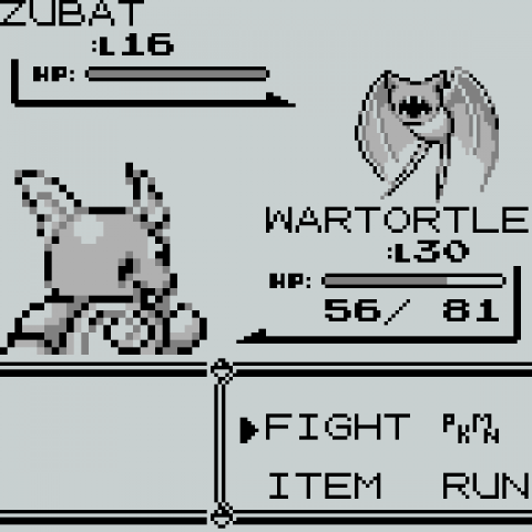 Screenshot from Pokémon Blue showing gameplay on the Game Boy