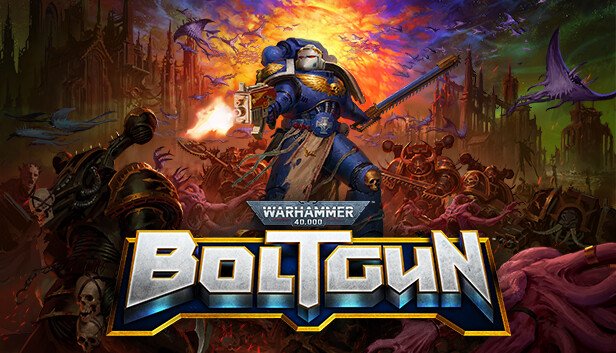 Screenshot from Warhammer 40,000: Boltgun showing retro-style FPS action